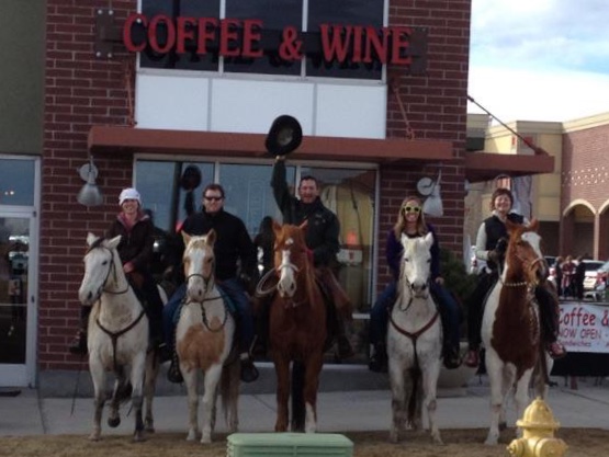 Riding a horse to a bar